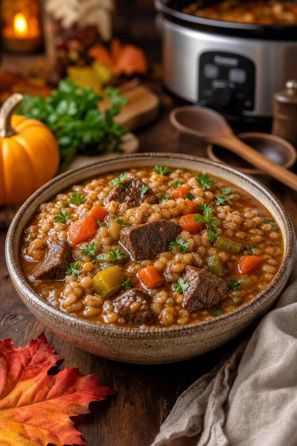 Hearty Slow Cooker Beef and Barley Stew