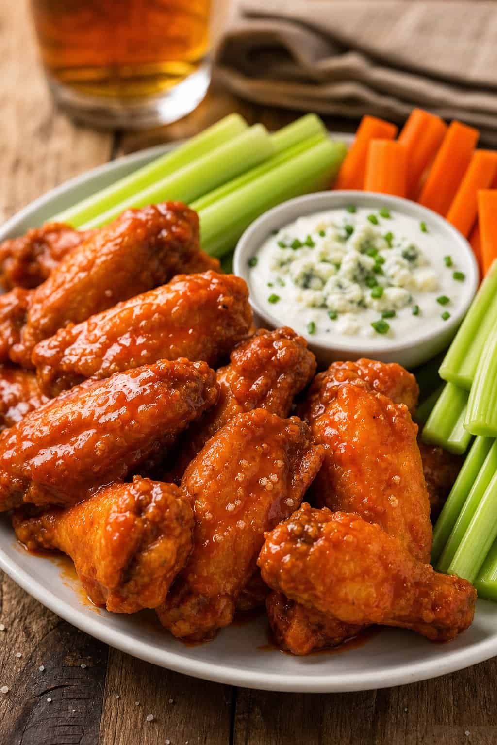 Crispy Buffalo Wings with Creamy Blue Cheese Dip