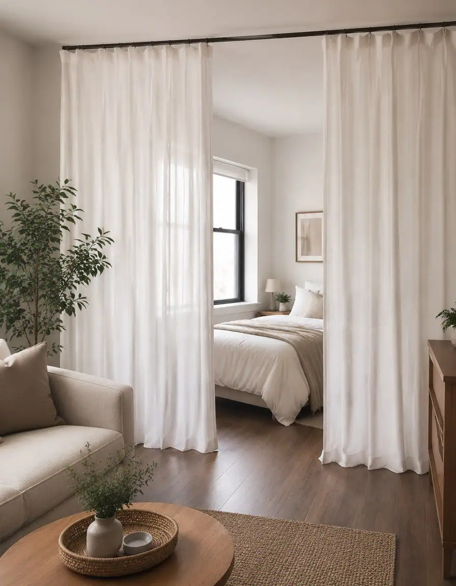 Divide Your Studio with Soaring Floor-to-Ceiling Curtains