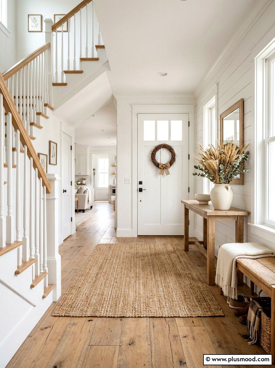 Timeless Elegance: Crafting a Cozy Neutral Farmhouse Entryway