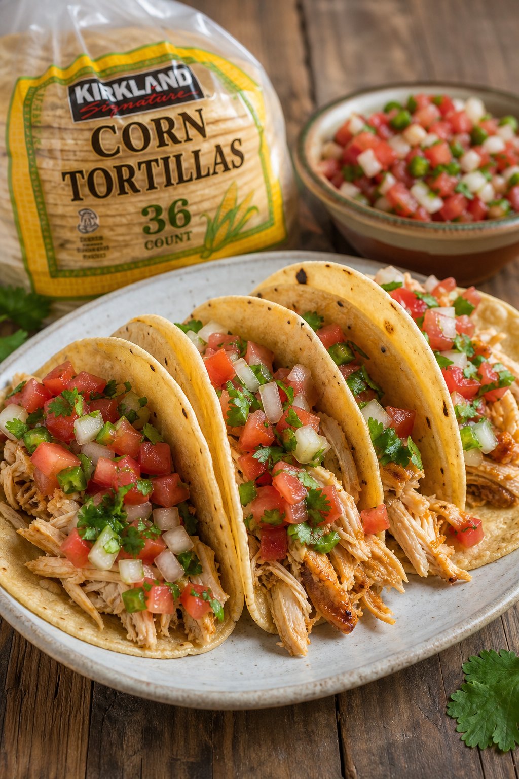 Speedy Rotisserie Chicken Tacos with Fresh Corn Tortillas and Zesty Pico