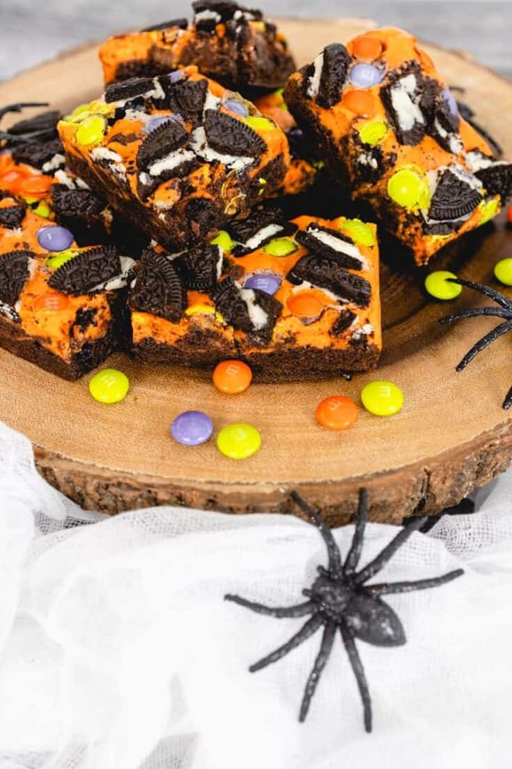 Ghoulish Cheesecake Swirl Brownies