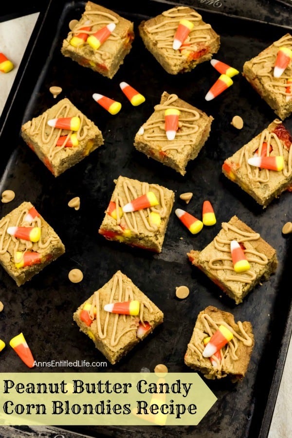 Candy Corn Kisses: Peanut Butter Blondie Bars