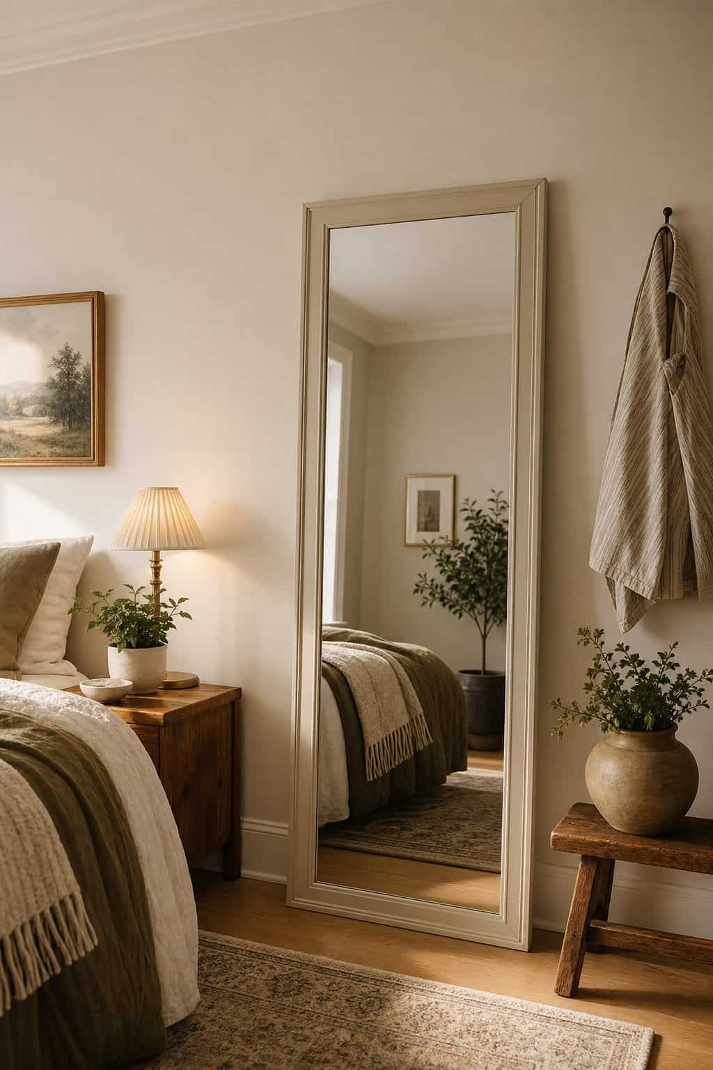 Full-Length Mirrors with Painted Frames for a Built-In Feel