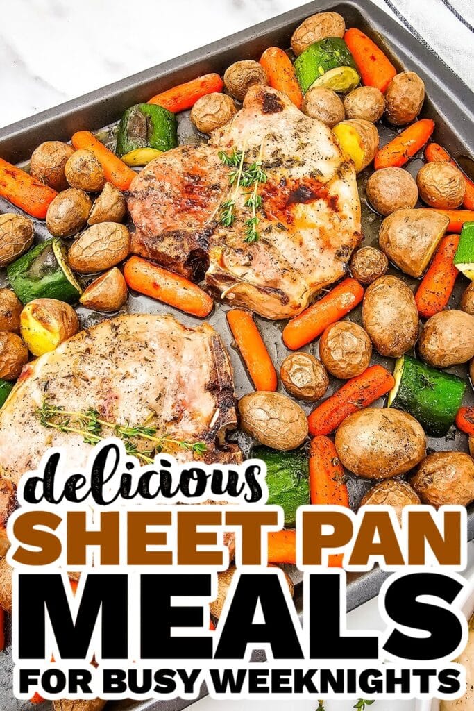 Easy Honey-Glazed Pork Chops with Roasted Veggies on a Sheet Pan