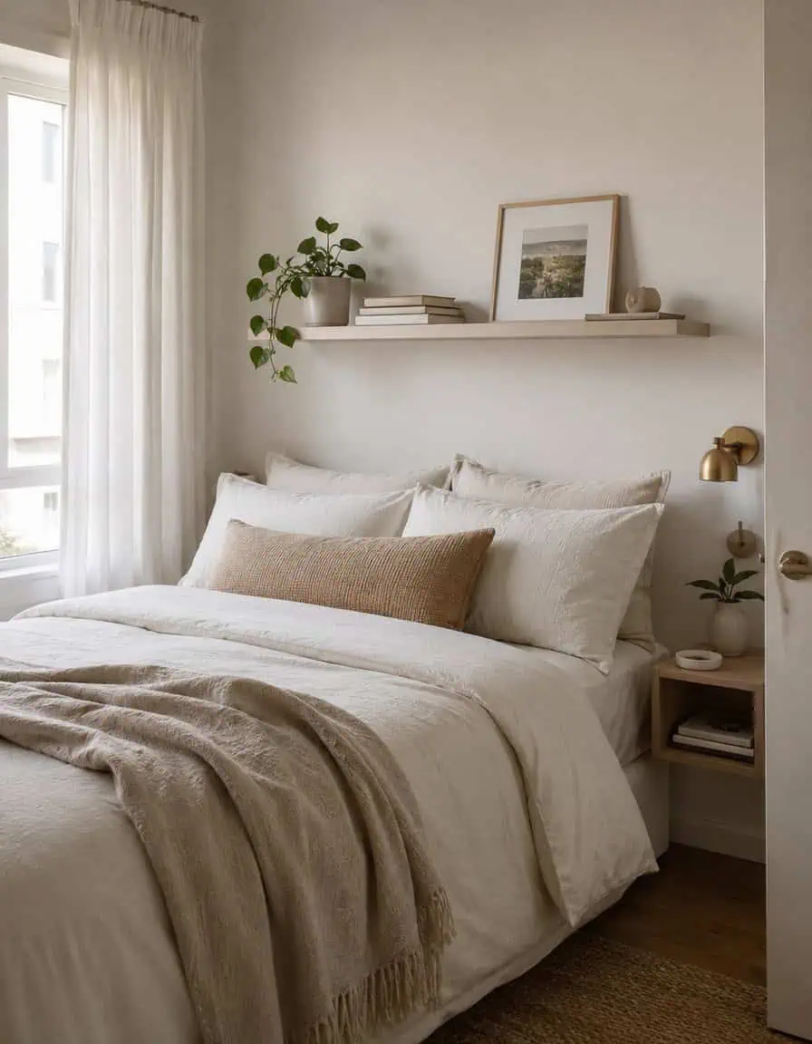 Add a Floating Shelf Above Your Bed for Practical Style