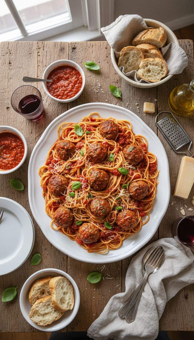 Hearty Homemade Spaghetti with Savory Meatballs