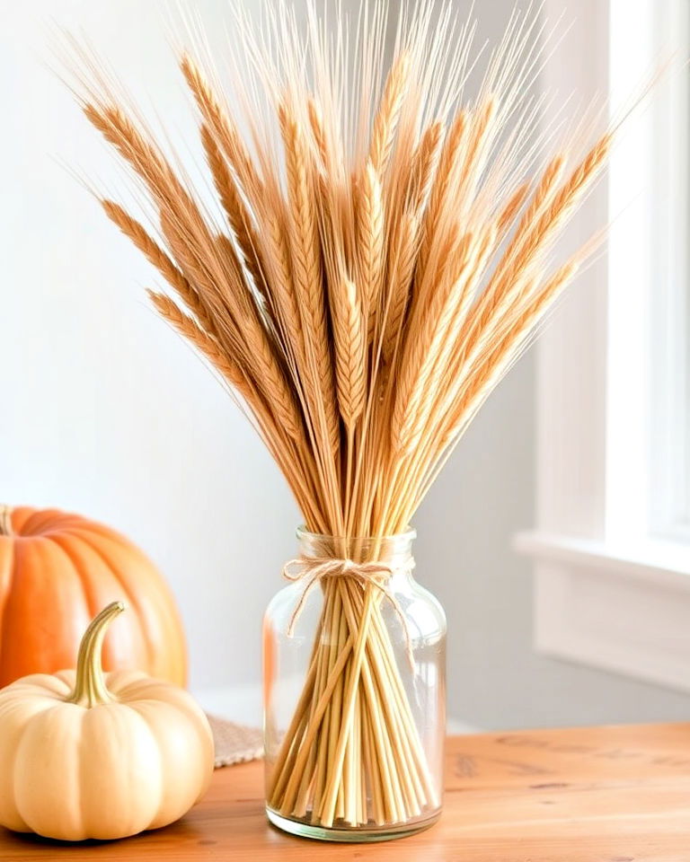 Rustic Charm with Hand-Tied Wheat Bundles