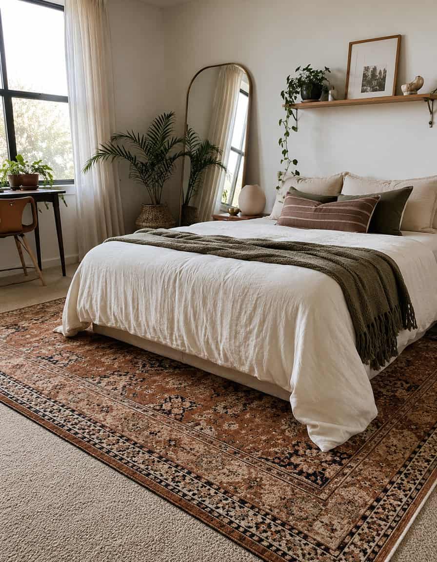 Layer a Textured Rug Over Unsightly Apartment Carpet