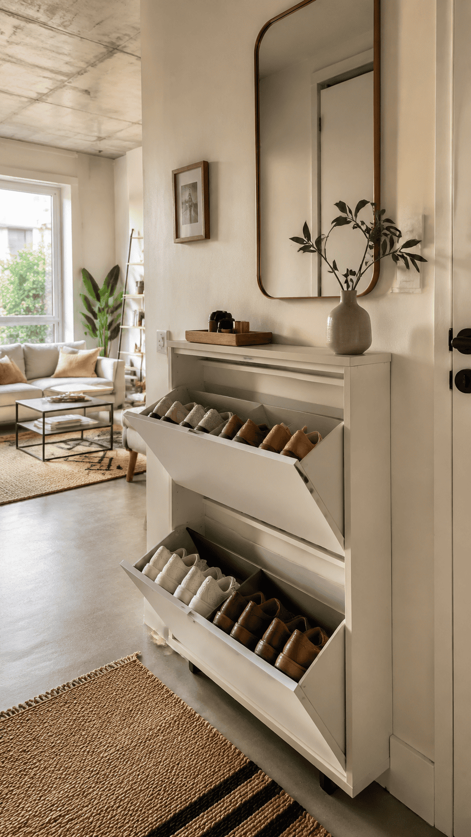 The Wall-Hugging Tilt-Out: Your Disappearing Shoe Closet