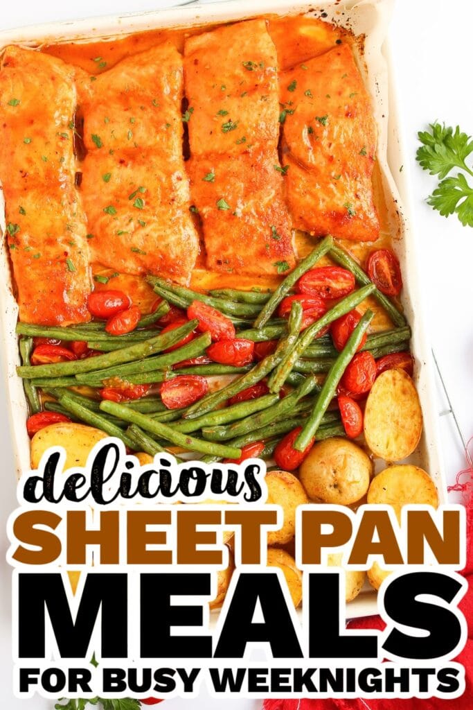 Easy Maple Dijon Salmon with Roasted Veggies on a Sheet Pan