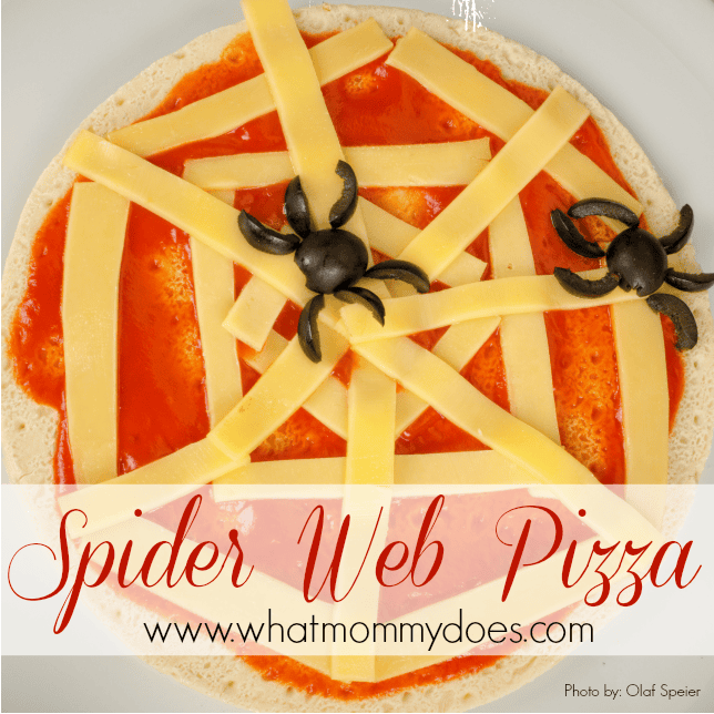 Webbed Mini Pizzas for a Spooky Snack