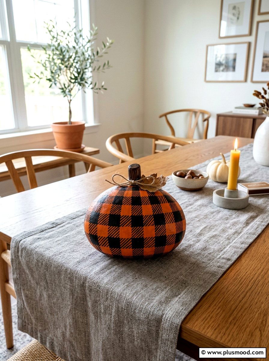 Charming Buffalo Plaid Pumpkin Rocks for Cozy Fall Vibes