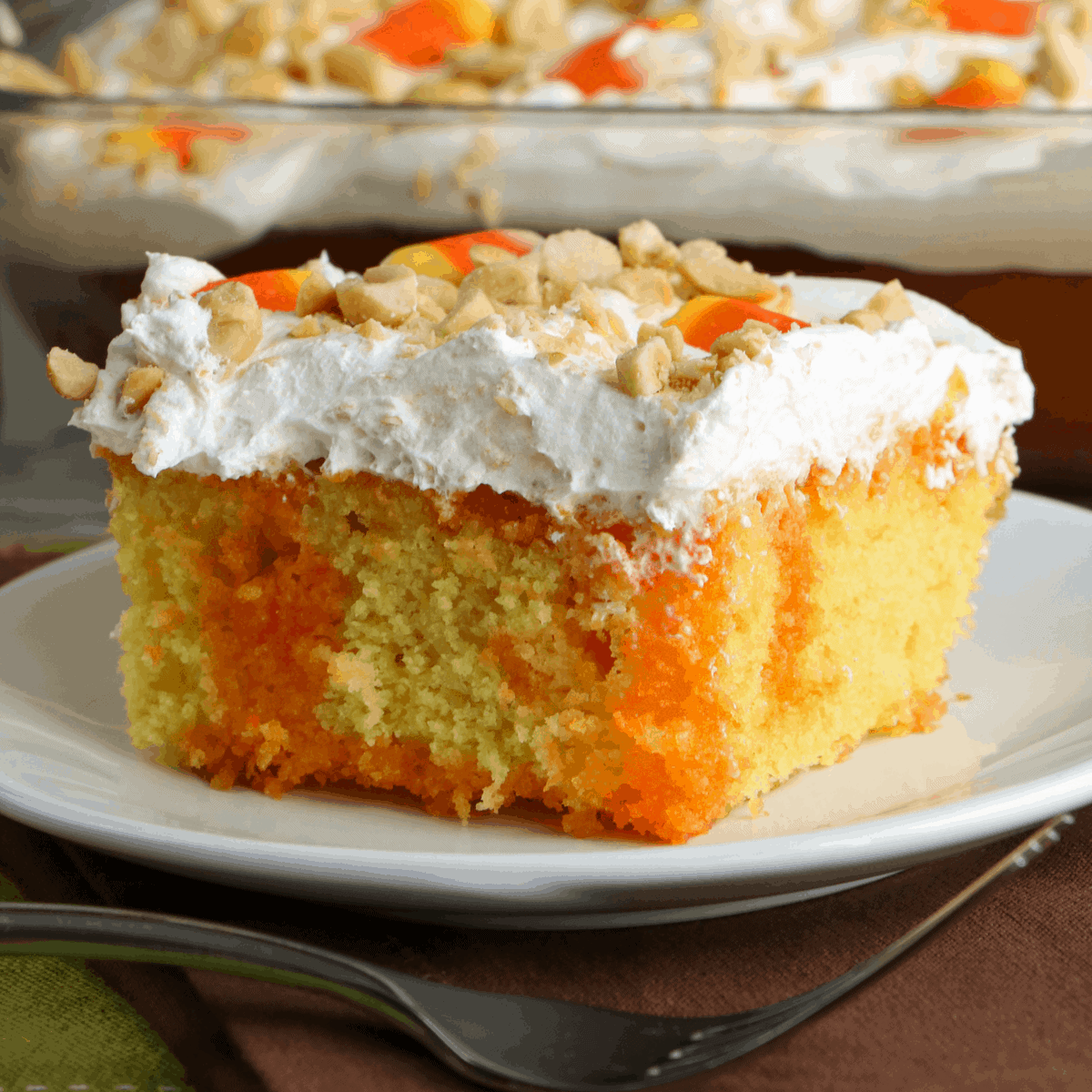 Candy Corn Poke Surprise Cake