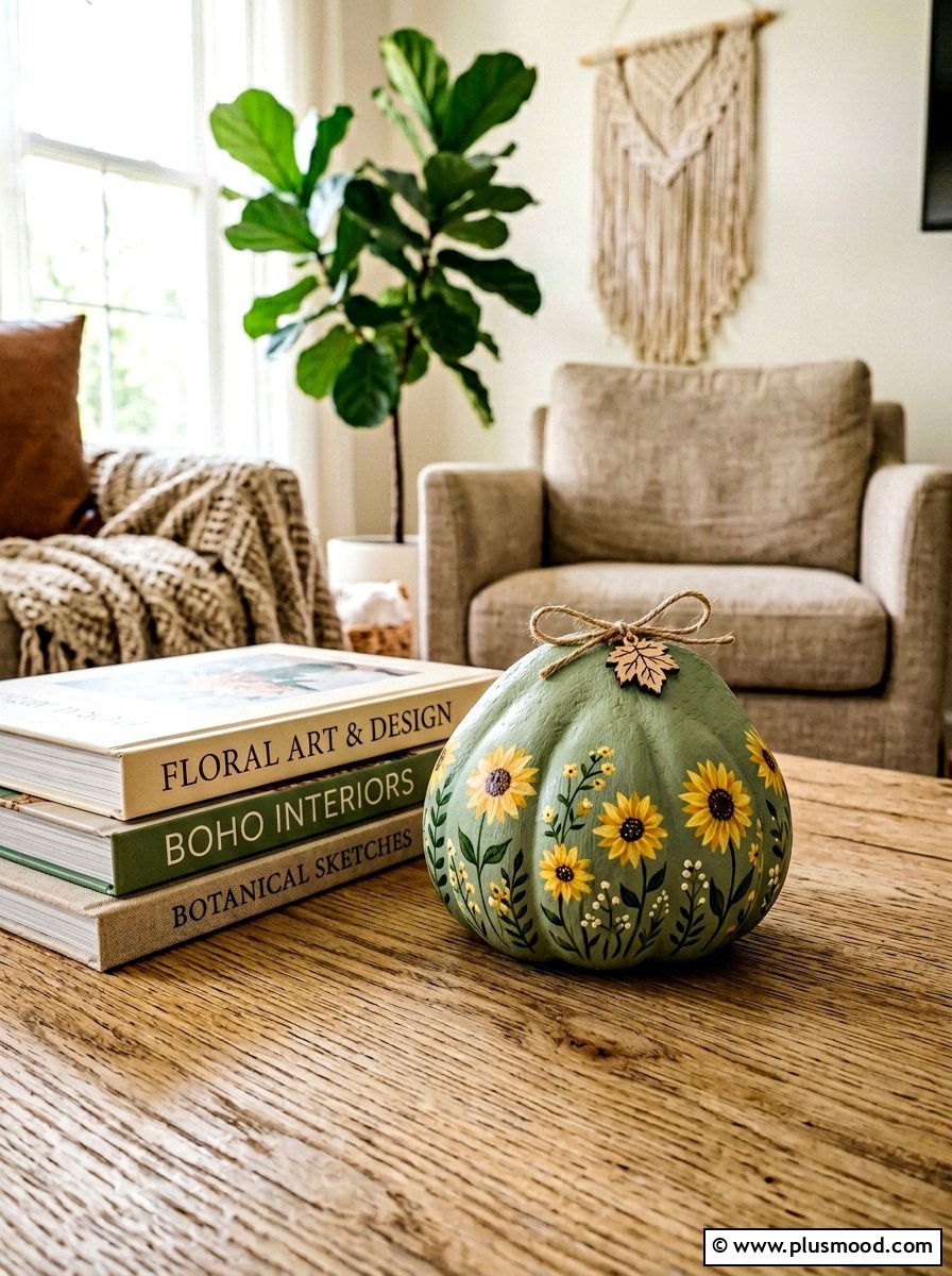 Elegant Floral Designs on Pumpkin Rocks