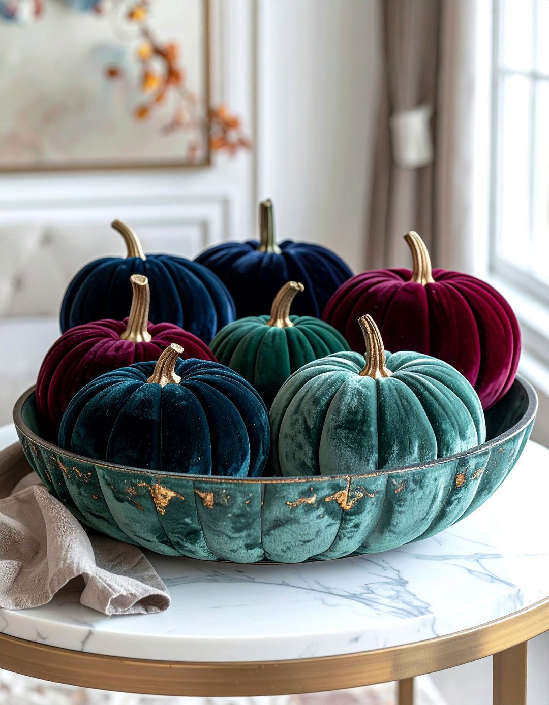 Elegant Velvet Pumpkin Accents