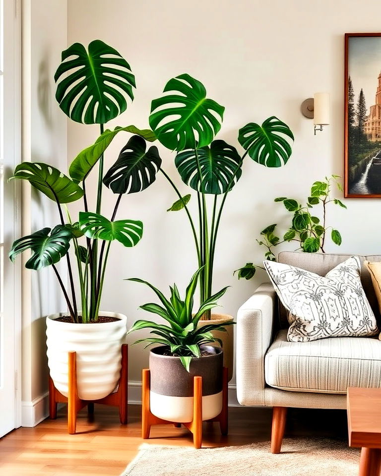 Elevate Your Space with Mid-Century Planters and Lush Greenery