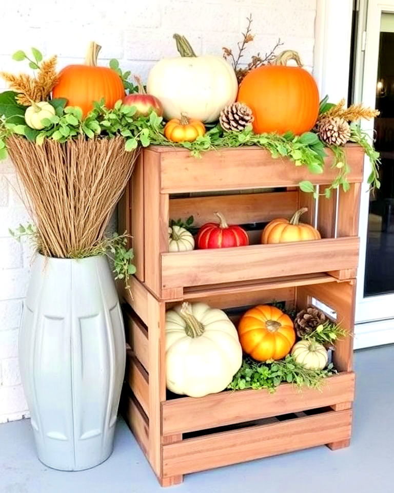 Rustic Charm with Layered Wood Crate Arrangements