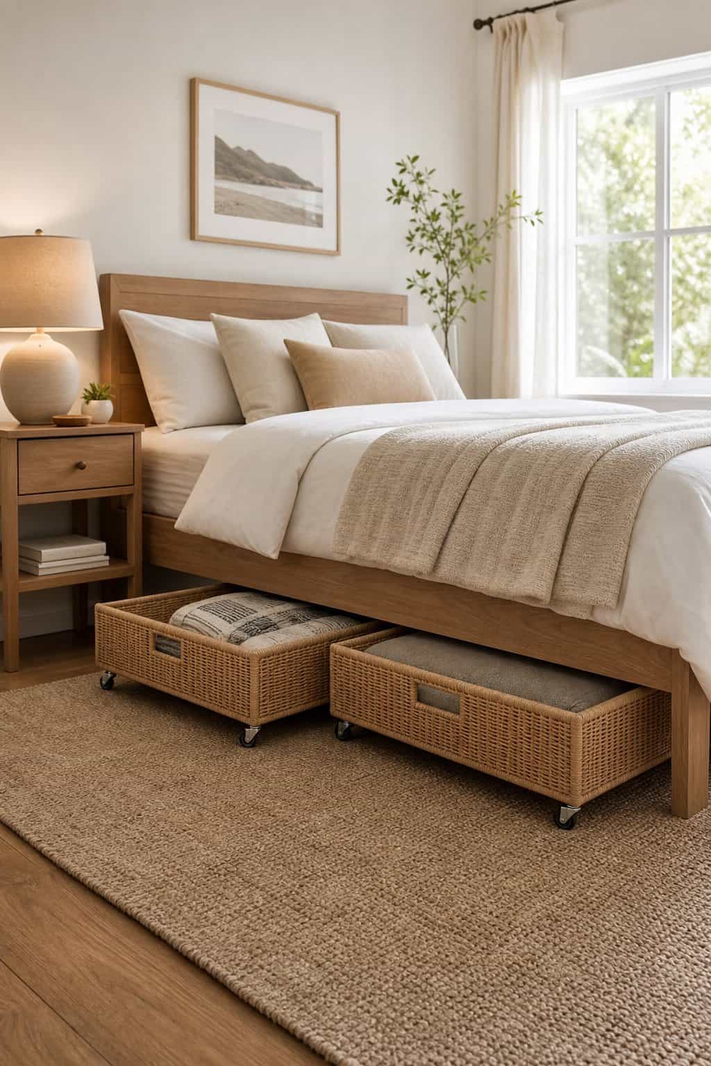 Under-Bed Rolling Drawers with Stylish Woven Fronts