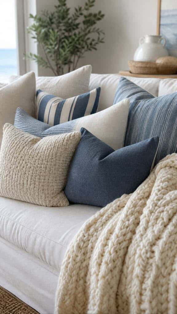 Create a Cozy Coastal Look with Blue and White Layers
