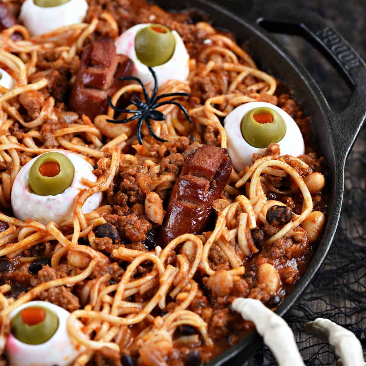 Fiendish Chili Spaghetti: Slithering Noodles, Severed 'Fingers' & Staring Eyeballs