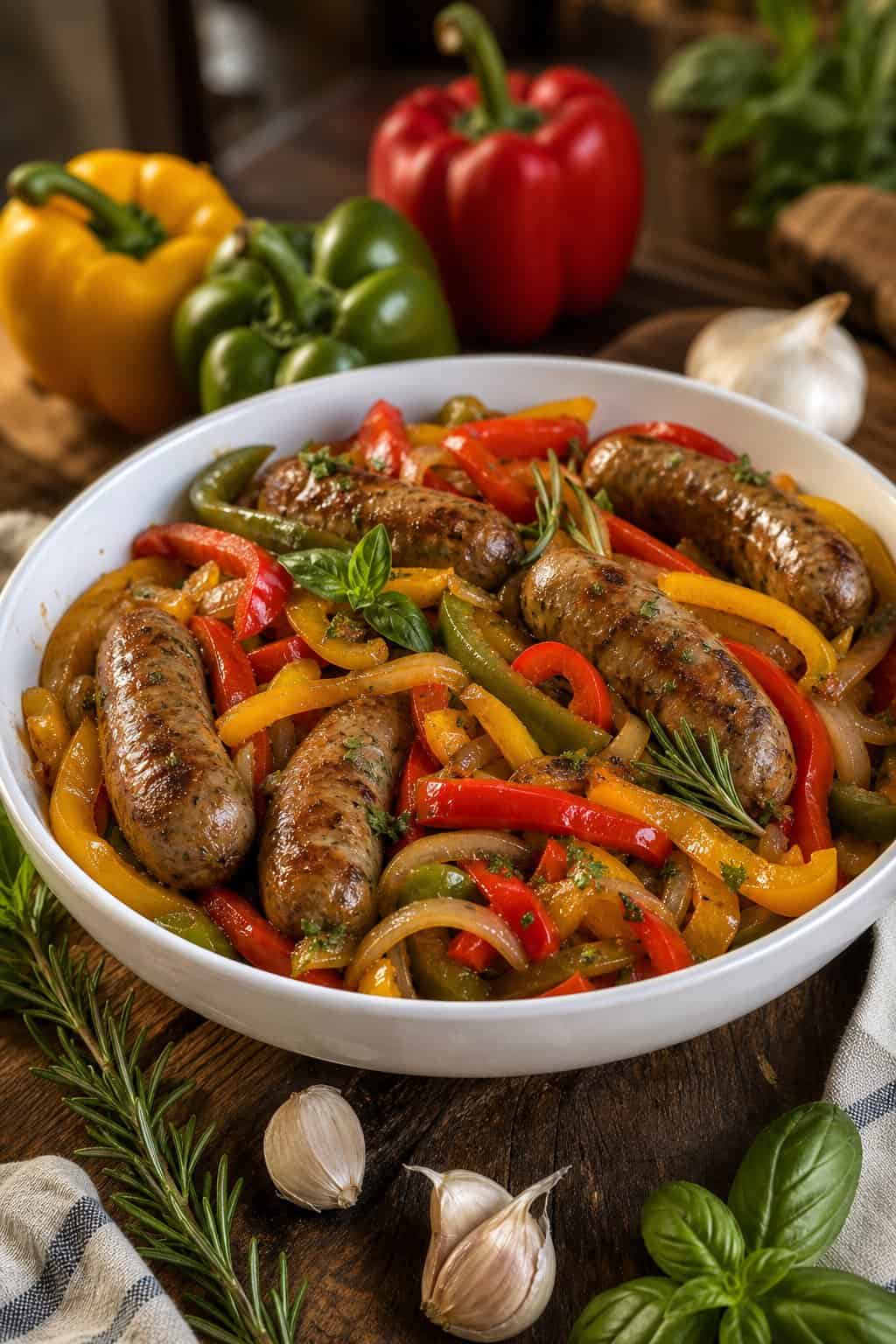 Slow Cooker Sausage with Peppers and Onions