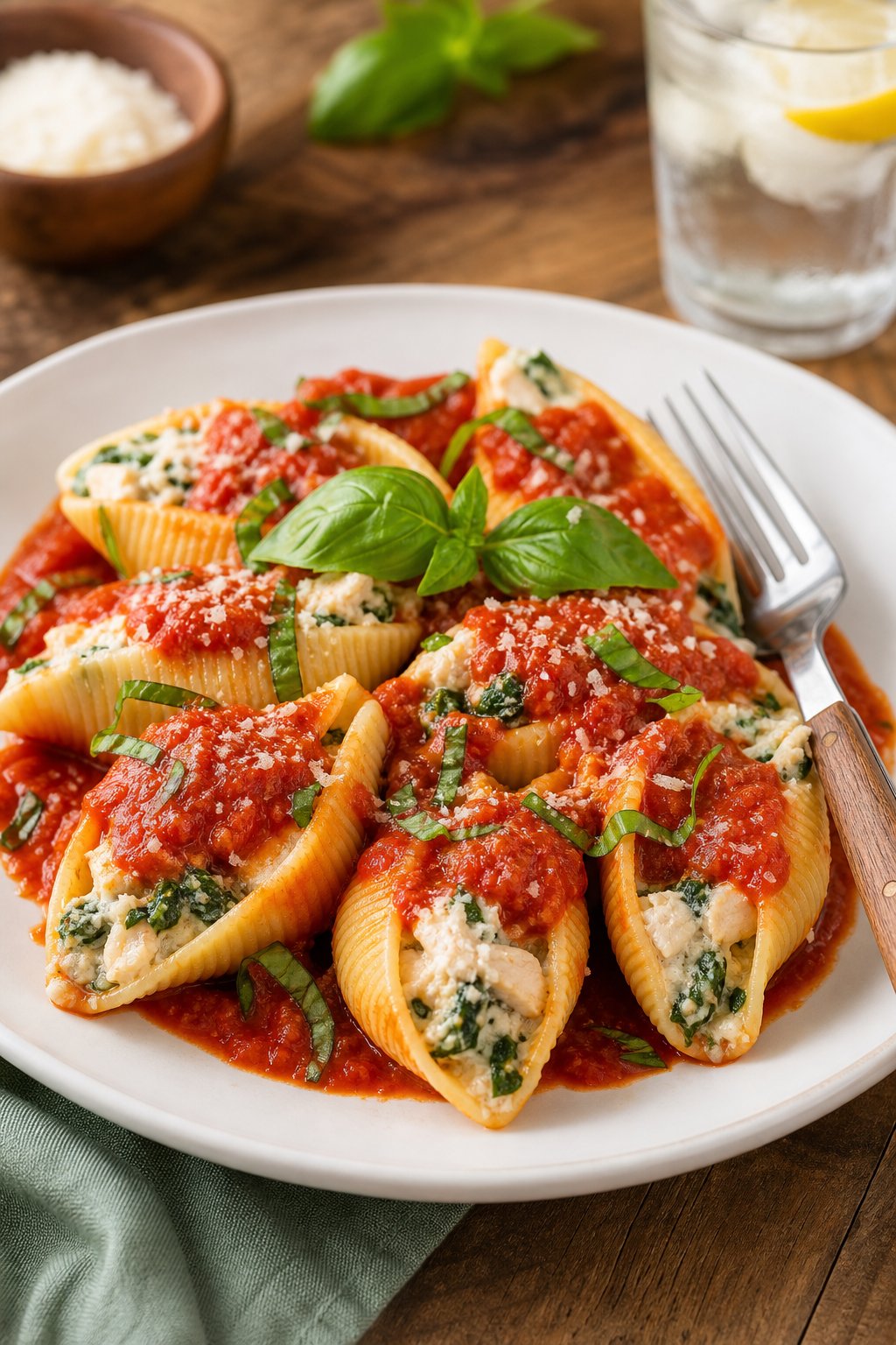 Creamy Chicken and Spinach Jumbo Shells