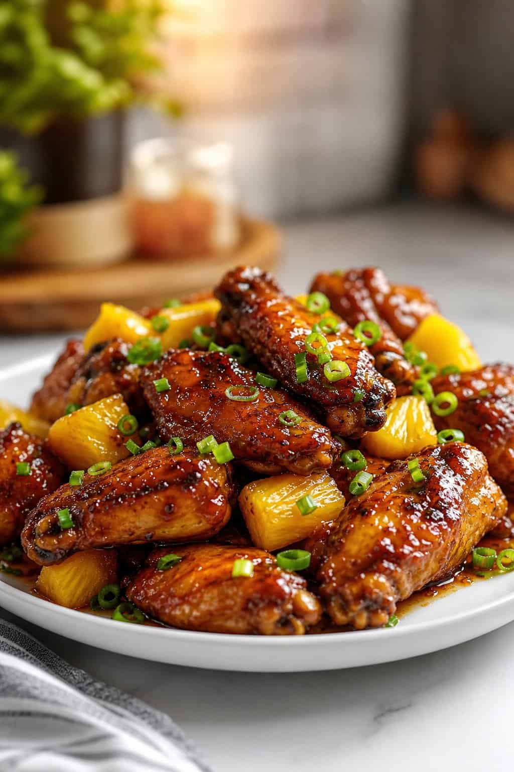 Tangy Teriyaki Wings with Pineapple & Fresh Green Onions