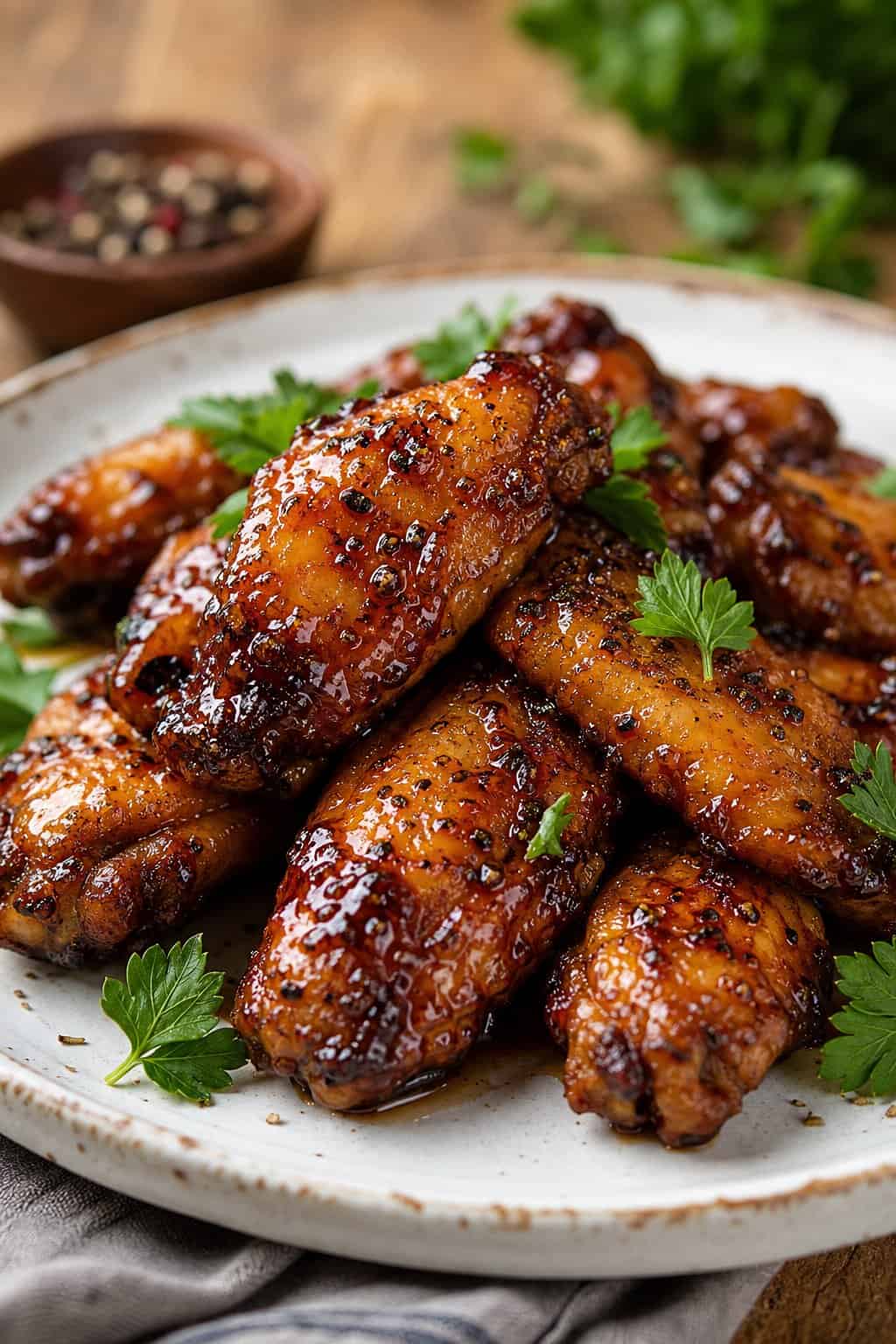 Sweet & Tangy Balsamic Honey Wings with a Peppery Kick