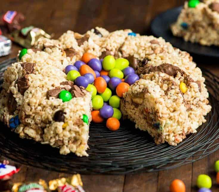 Trick-or-Treat Crunch Cake: Candy-Stuffed Crispy Squares