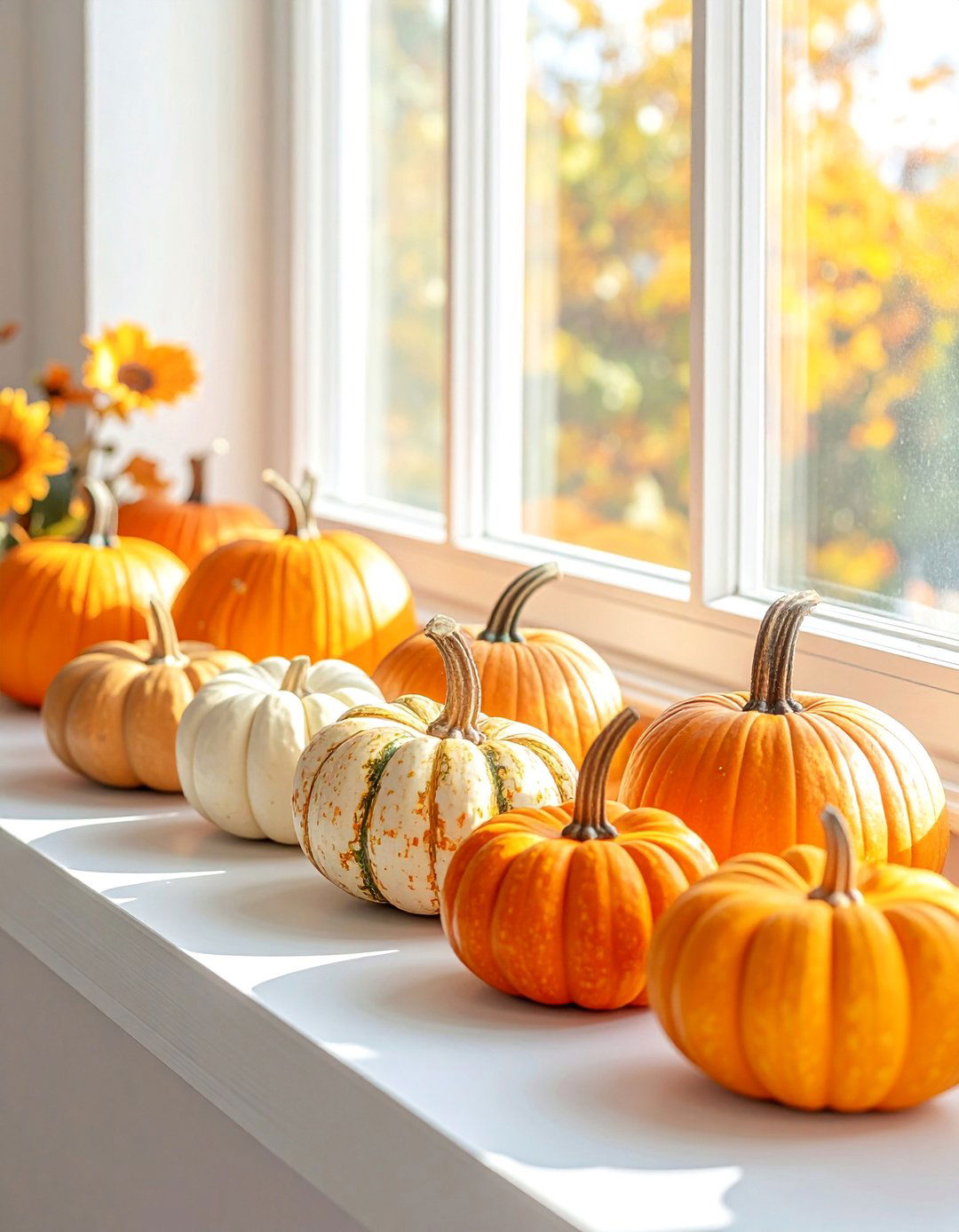 Charming Pumpkin Displays for Your Windowsill