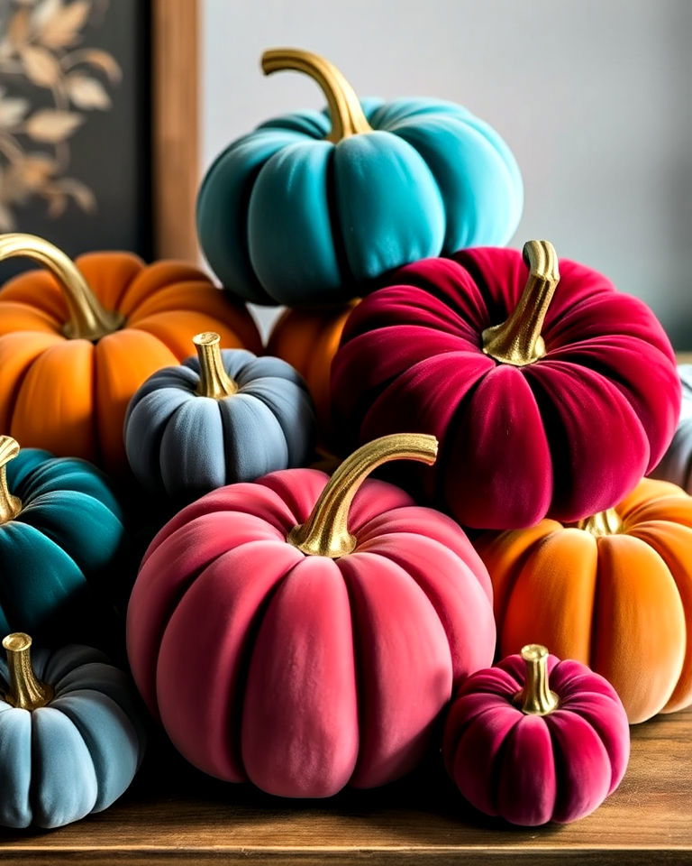 Luxurious Velvet Gourds for Cozy Fall Vibes