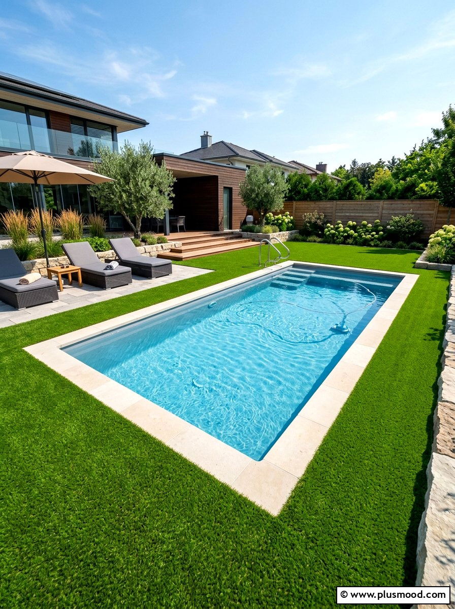 Lush, Low-Maintenance Synthetic Turf for Poolside Elegance