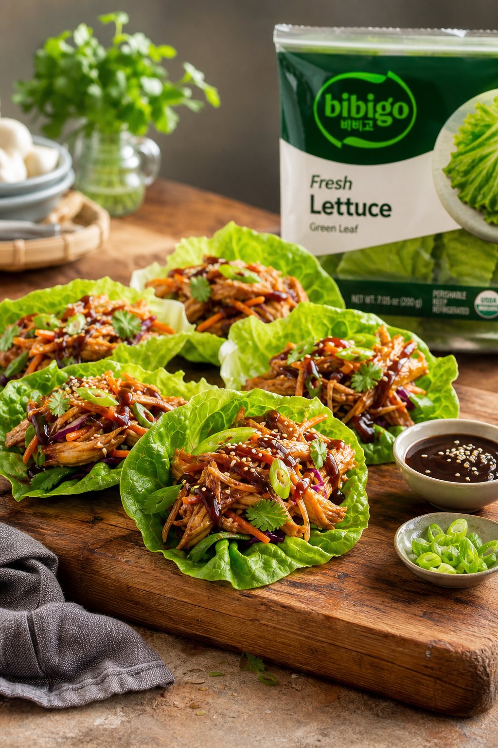 Crispy Lettuce Wraps with Savory Asian Chicken Filling