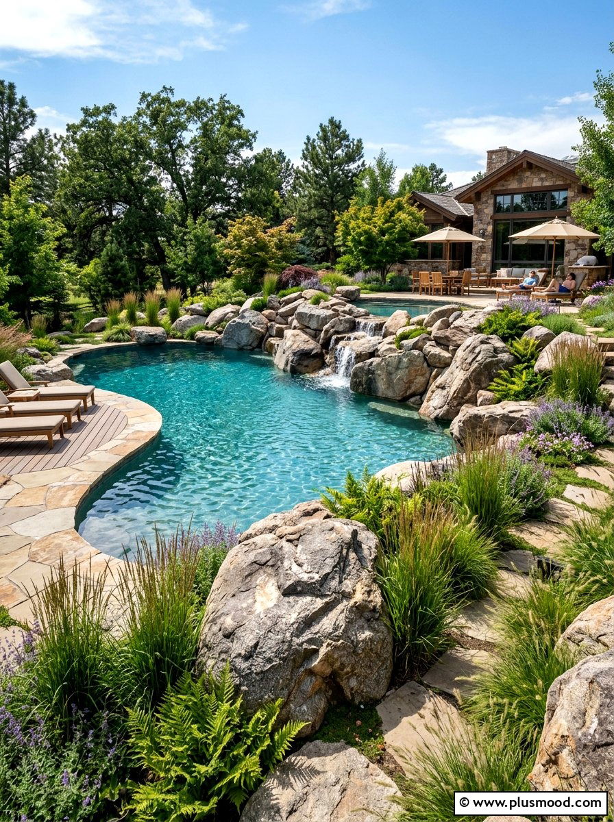 Incorporating Massive Stones for a Rustic Pool Oasis