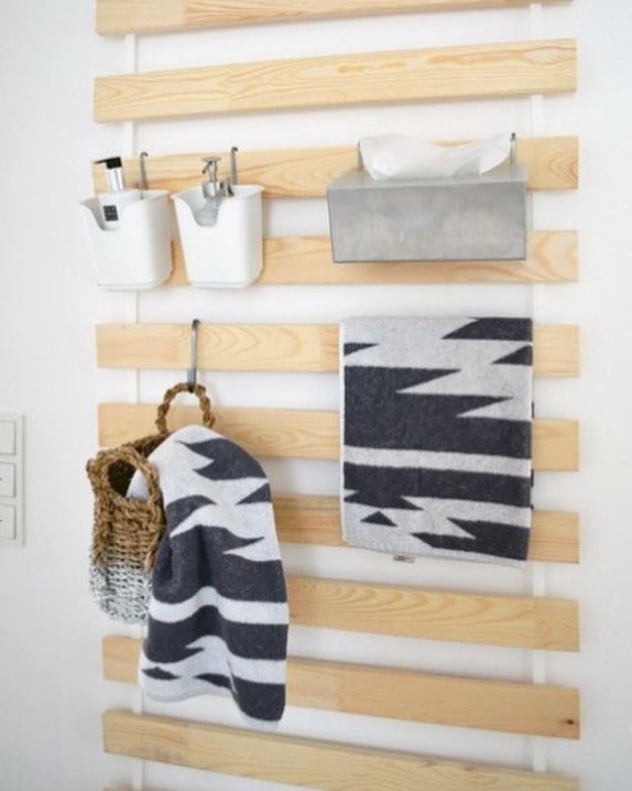 Transform IKEA Bed Slats into Stylish Bathroom Storage