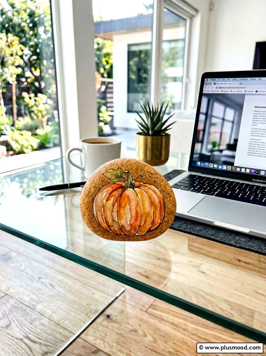 Ethereal Watercolor Pumpkin Rock Art