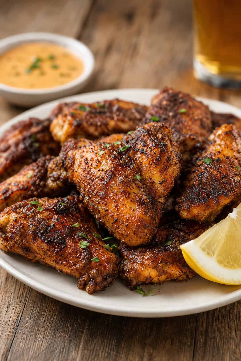 Spicy Cajun Blackened Wings with a Zesty Lemon Kick