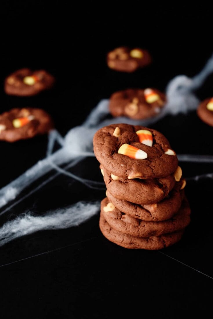 Trick-or-Treat Triple-Chocolate Candy Corn Cookies