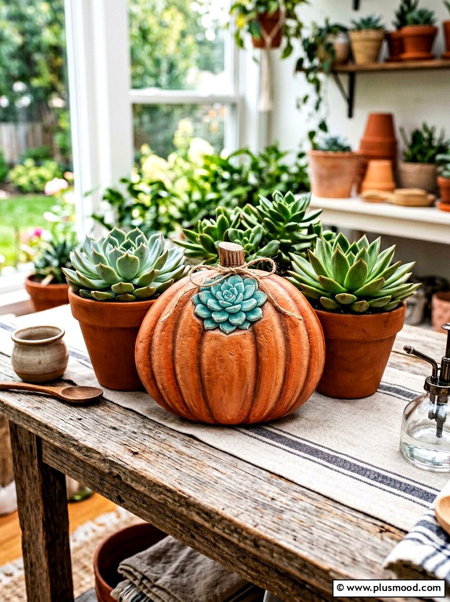 Painted Pumpkin Planters: Succulent Style