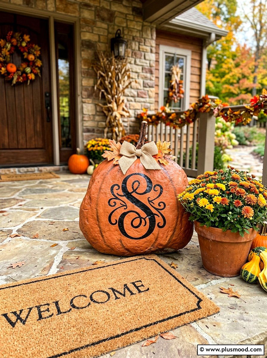 Custom Monogram Pumpkin Rocks for a Personalized Fall Welcome