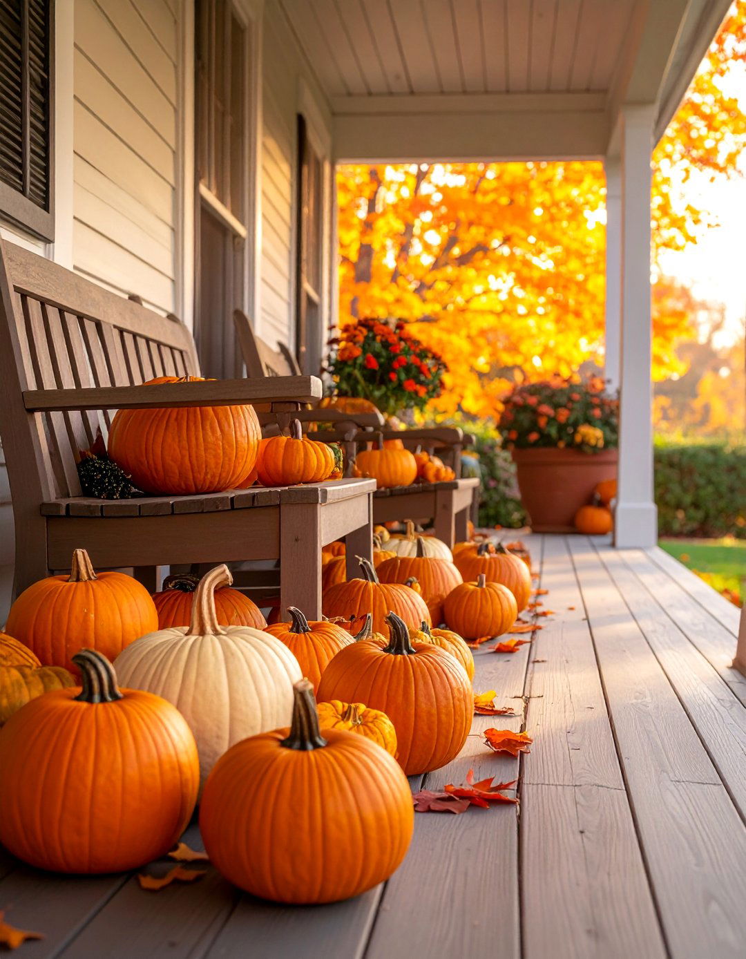 Cozy Pumpkin Clusters Beneath Furniture