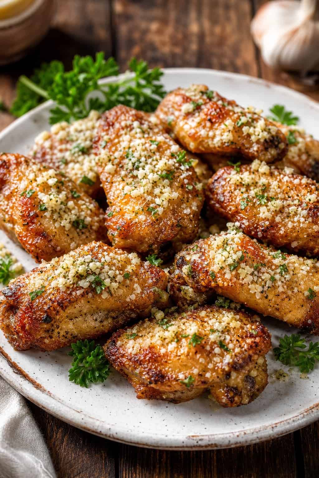 Crispy Garlic Parmesan Oven-Baked Wings
