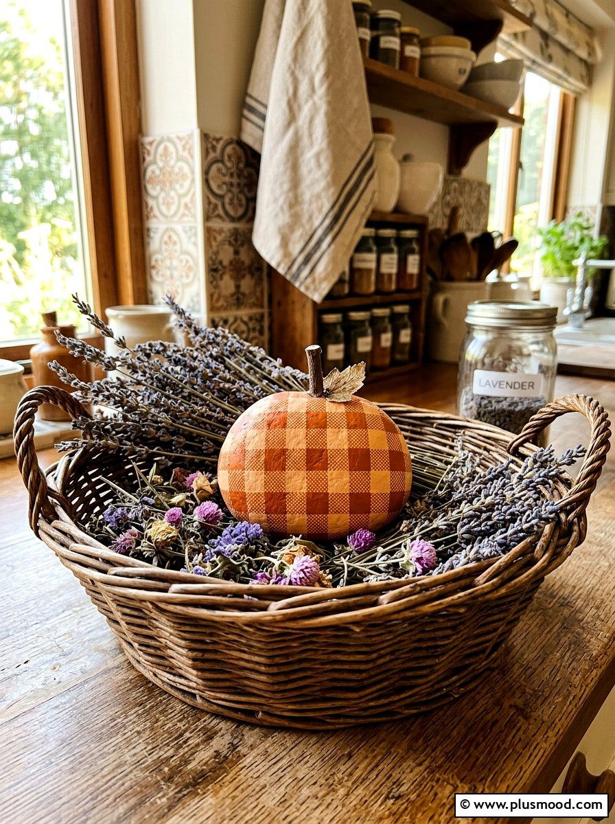 Charming Gingham Pumpkin Rock Design