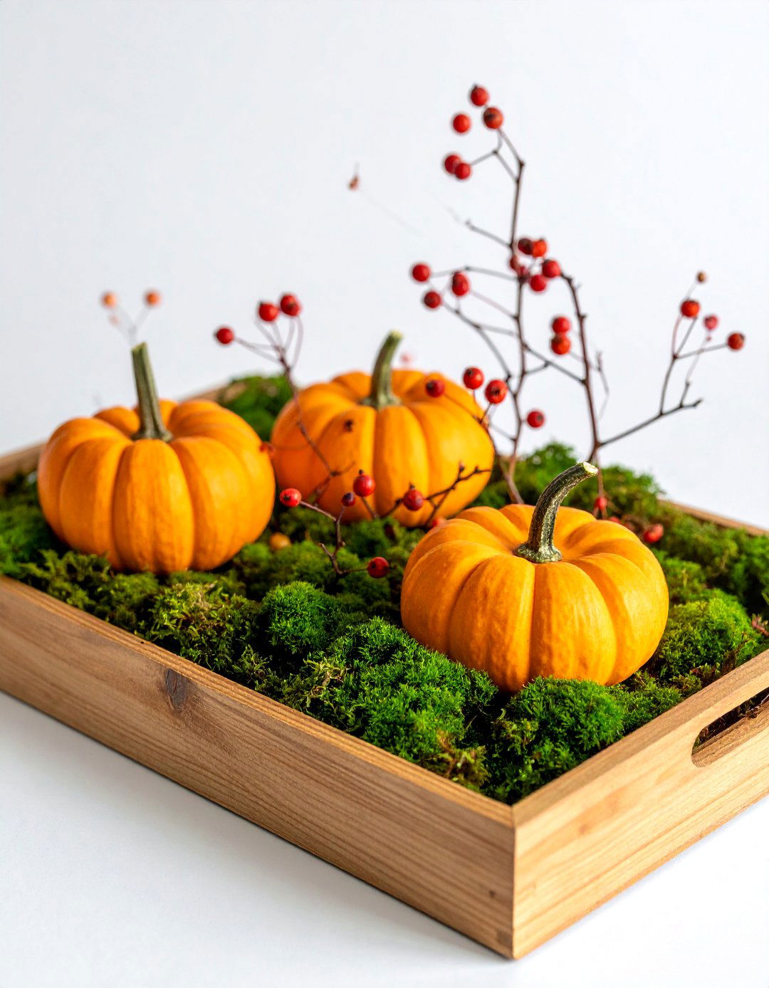 Rustic Pumpkin and Moss Displays