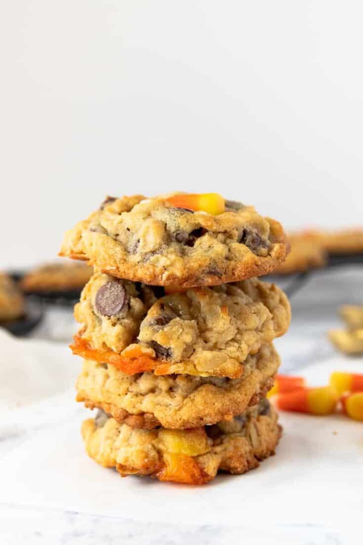 Chewy Candy Corn & Chocolate Chip Oatmeal Bites