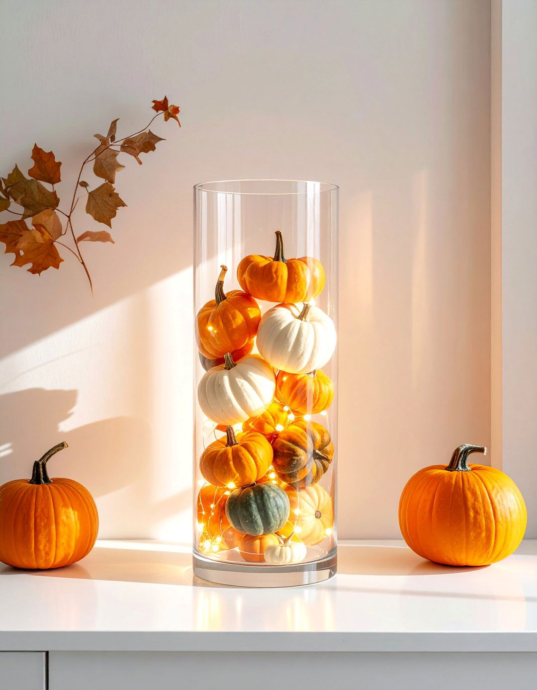 Glass Vessels Brimming with Autumn Pumpkins