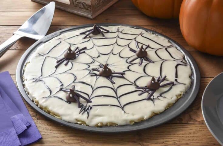Ghoulish Spider-Web Dessert Pizza