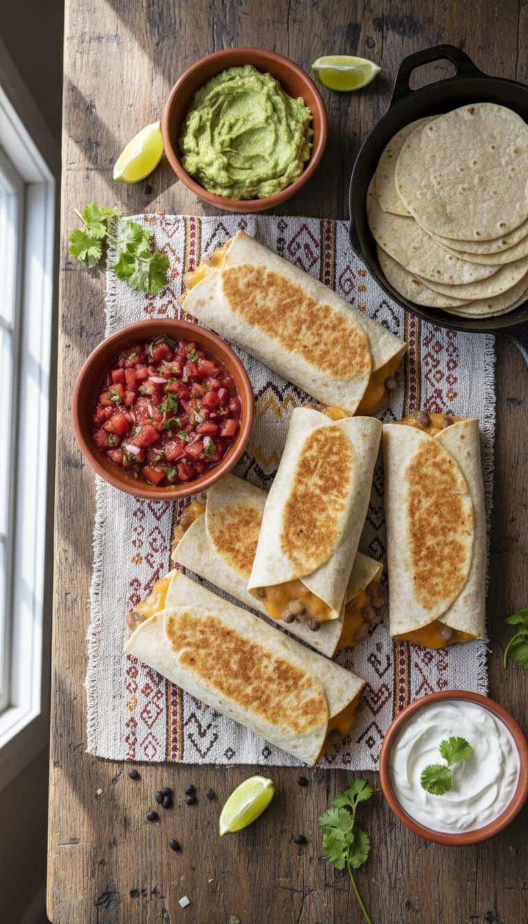 Cheesy Bean and Rice Burritos