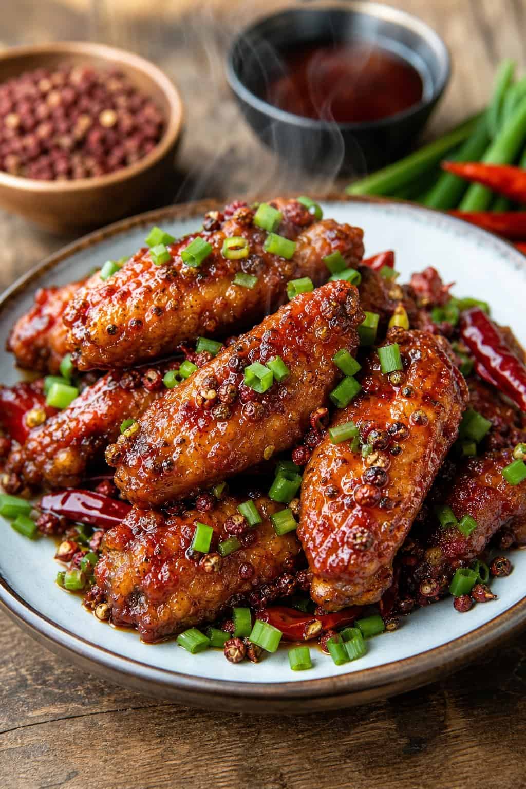 Fiery Szechuan Peppercorn Wings with Fresh Scallions